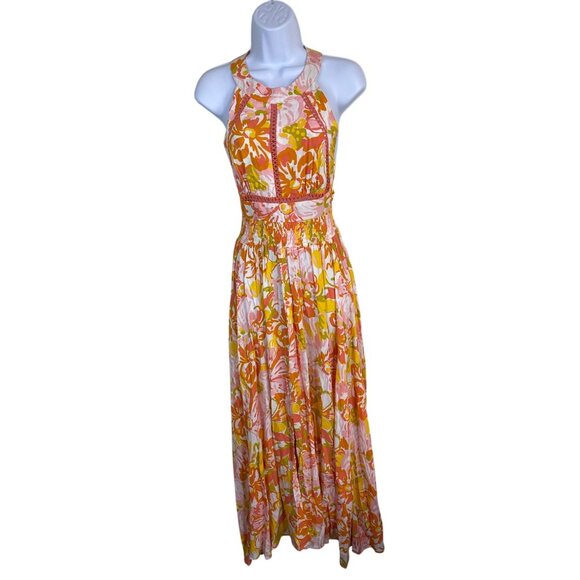NEW Abel The Label Sleeveless Floral Halter Maxi Dress size Small Boho Cottage - Picture 15 of 16